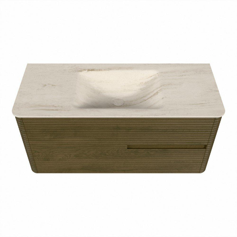 Mondiaz CIRO-DLUX Badkamermeubelset - 110x45x50cm - Solid surface wastafel Meli - 1 wasbak Midden - 1 kraangat - 2 lades - Dusk SW1533142