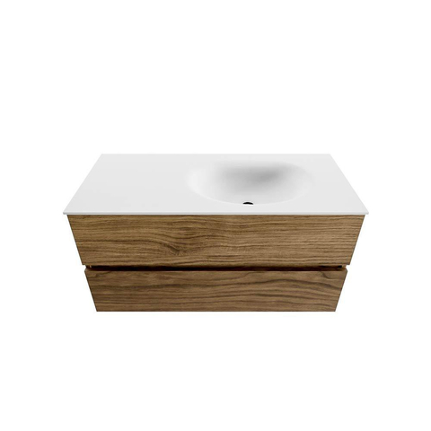 Mondiaz VICA 100cm meuble de salle de bains armoire basse Chai 2 tiroirs. Vasque MOON droite sans trou de robinet, couleur Talc. SW1174848
