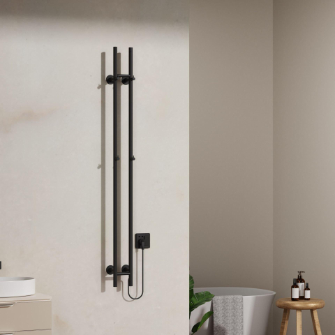 Belrad Rod handdoekradiator - 16.8x150cm - elektrisch - 120 watt - mat zwart SW1218414