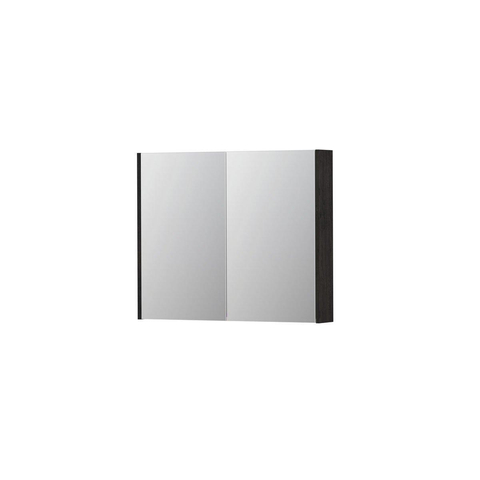 INK SPK2 spiegelkast – 90x74x14 cm – 2 deuren, dubbelzijdige spiegeldeuren – Houtskool eiken SW353402