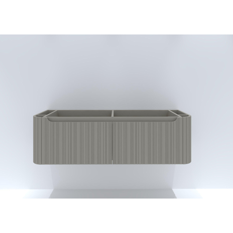 H&R badmeubelen Juice Meuble sous vasque - 140x45x40cm - coins arrondis - façade 3D - 2 tiroirs - poignée intégrée - beige mat SW867673