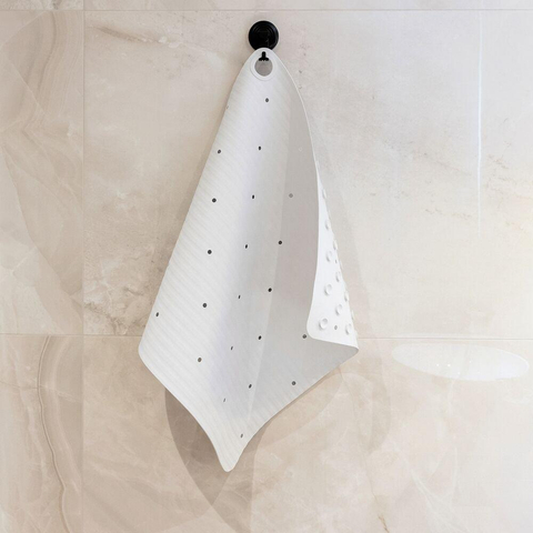 Sealskin Ribb Tapis de douche - 55x55cm - Antidérapant - inclus - crochet noir - Blanc SW1421065