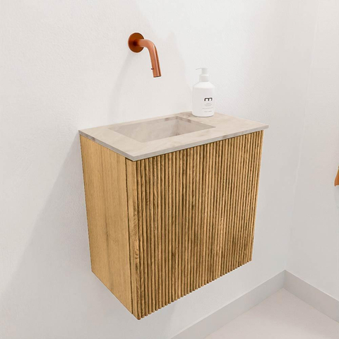 Mondiaz JOYA-DLUX Meuble de salle de bains 40cm - couleur Chêne - Vasque FAYE position Gauche Sans trou de robinet couleur Frappe SW1421865