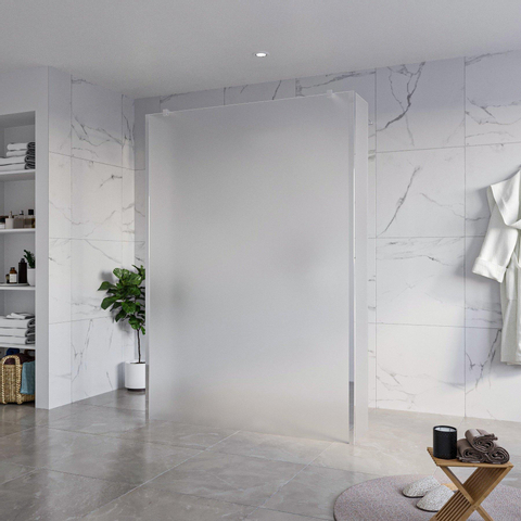 Fortifura Galeria Douche à l'italienne - 140x200cm - verre satiné - anticalcaire - verre de sécurité 8mm - 2 parois latérales 30cm - avec bras muraux et profilés d'angle - Chrome SW992979