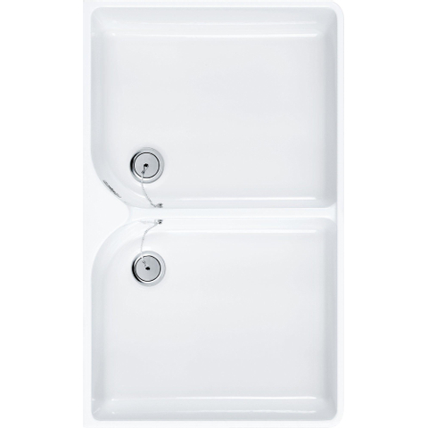 Villeroy & Boch O.novo dubbele wastafel - 89.5x22cm - zonder kraangat - met overloop - White Alpine (glans wit) 0140159