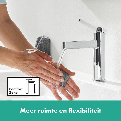 Hansgrohe Finoris 1 greeps wastafelkraan - 110 met afvoerplug - hoogglans chroom SW651096