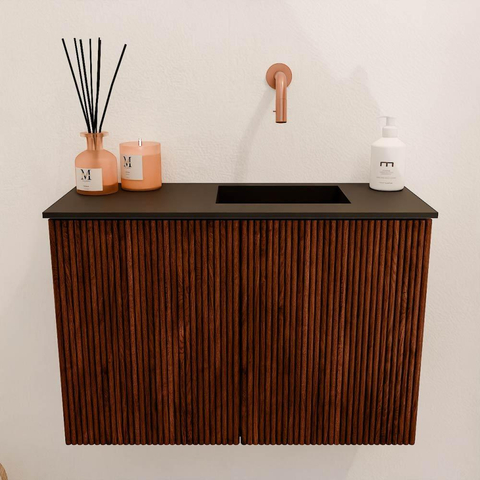 Mondiaz JOYA 60cm meuble de salle de bains - couleur Ruby - Vasque FAYE position Droite Sans trou de robinet couleur Urban. SW1421831