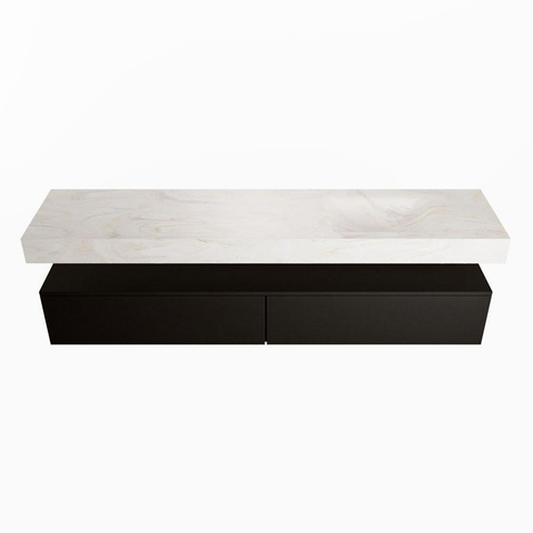 Mondiaz ALAN-DLUX Ensemble de meuble - 200cm - meuble Urban mat - 2 tiroirs - Lavabo Cloud Ostra suspendu - vasque Droite - 0 trous de robinet SW807341