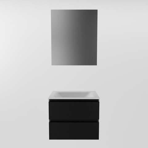 Mondiaz AIVY Ensemble de meuble - 60x45x50cm - 0 trous de robinet - 1 vasque Urban Solid surface - Centre - 2 tiroirs - avec armoire de toilette - MDF Urban SW892185