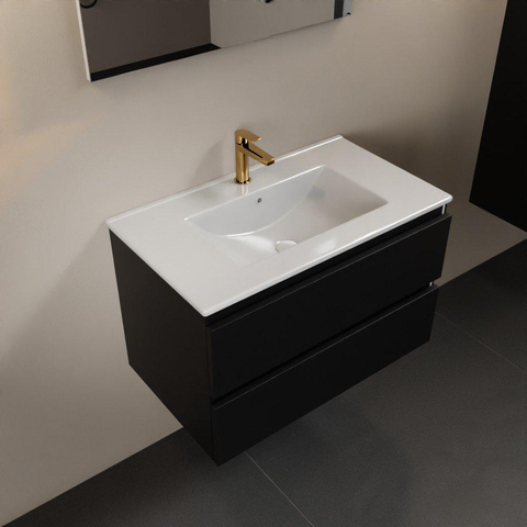 Mondiaz Aivy badmeubelset - 80x45x50cm - 1 kraangat - 1 wasbak talc Keramiek - Midden - 2 lades - Met spiegel - MDF Urban SW892278