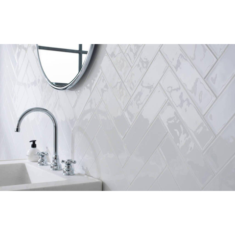 Vtwonen Mediterranea Carreau mural 13x40cm 9mm éclat blanc Nieve SW367115