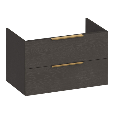 BRAUER Elevate meuble de salle de bains sous lavabo 80 sans poignées rapportées 2 tiroirs à fermeture douce et 1 découpe pour siphon - Timber Anthracite SW1200217