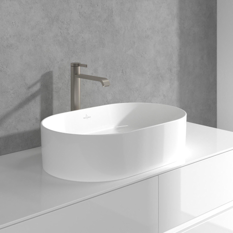 Villeroy & Boch Dawn 1 greeps wastafelkraan verhoogd - zonder pop up afvoergarnituur - Brushed Nickel (rvs) SW974157