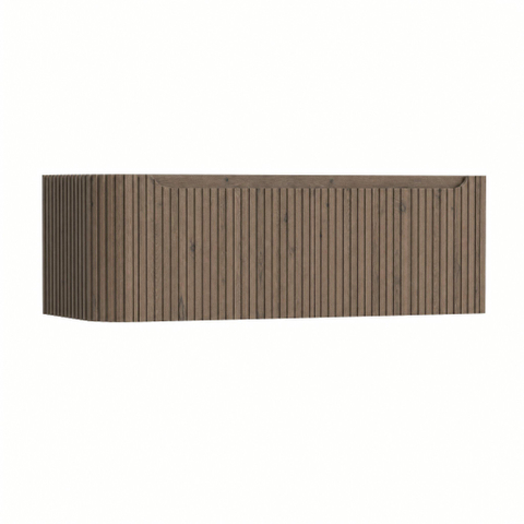 H&R Badmeubelen Juice Wastafelonderkast - 120x45x40cm - linkerhoek afgerond - 3D-front - 2 lades - geïntegreerde greep - tucson oak SW1260068