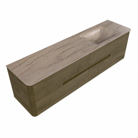 Mondiaz CIRO-DLUX Ensemble meuble de salle de bains - 180x45x50cm - lavabo Solid surface Saba - 1 vasque à droite - sans trous de robinet - 4 tiroirs - Dusk SW1533380