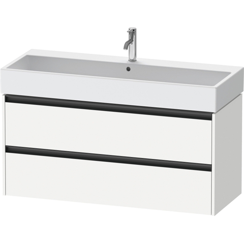 Duravit Ketho.2 Wastafelonderbouwkast - met 2 laden - voor enkele wastafel - 118.4x46x54.9cm - met grepen antraciet - wit mat SW772915