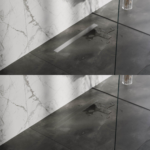 Brauer Grille de pose de carrelage - 80x7x6.8cm - flasque de sol - réversible - inox SW17969
