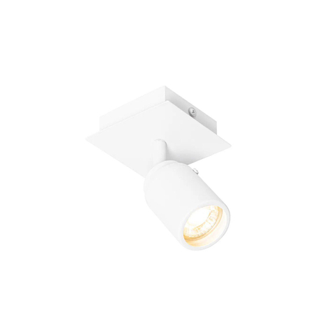 QAZQA Ducha plafonnier de salle de bains - 10x10cm - 1 spot - IP44 - carré - blanc mat SW1187231