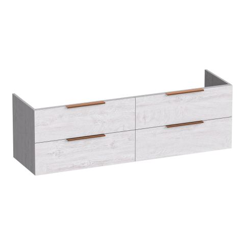 BRAUER Elevate meuble sous-lavabo 160 sans poignées rapportées 4 tiroirs softclose et 2 découpes pour siphon - Forest Seashell SW1200117