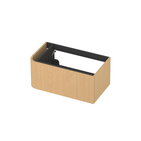 INK Concept R Meuble sous-lavabo - 80x45x35cm - 1 tiroir - poignées en saillie - fraisé - angle arrondi à gauche - MDF - light veneer SW1405677
