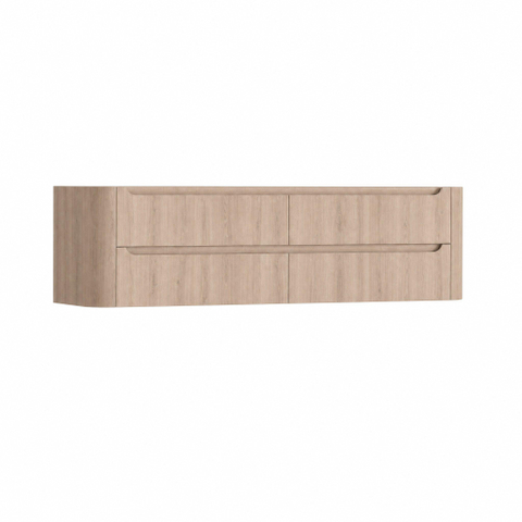 H&R Badmeubelen Juice Wastafelonderkast - 180x45x50cm - afgeronde hoeken - 4 lades - geïntegreerde greep - Rockford oak SW1491190