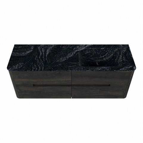 Mondiaz CIRO-DLUX Badkamermeubelset - 140x45x50cm - Solid surface wastafel Lava - 1 wasbak Rechts - 1 kraangat - 4 lades - Shadow SW1532277