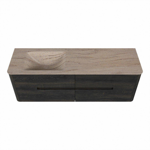 Mondiaz CIRO-DLUX Badkamermeubelset - 150x45x50cm - Solid surface wastafel Saba - 1 wasbak Links - 1 kraangat - 4 lades - Shadow SW1532711