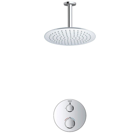 Grohe - Adema Rise regendoucheset – Ø25 cm hoofddouche – 20 cm plafondbuis – zonder handdouche – vaste douchehouder – chroom SW804527