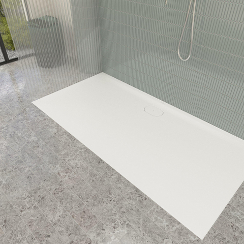 Villeroy & Boch Ecora douchebak - 180x90x3.5cm - afvoer lange zijde - stone white (wit) SW1558930