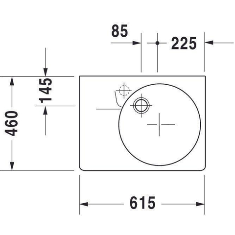 Duravit Scola Wastafel - 61.5x46cm - met 1 kraangat - met overloop - glans wit 0304123