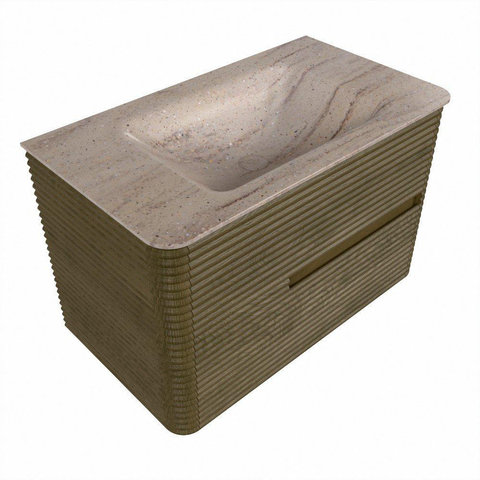 Mondiaz CIRO-DLUX Meuble de salle de bains - 80x45x50cm - plan-vasque Solid Surface Saba - 1 vasque au milieu - sans trous de robinet - 2 tiroirs - Dusk SW1533317