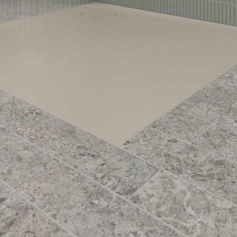 Villeroy & Boch Ecora douchebak - 100x100x3.5cm - hoekafvoer - almond (beige) SW1558931