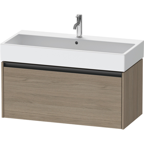 Duravit Ketho.2 Wastafelonderbouwkast - met 1 lade - 98.4x46x44cm - met greep antraciet - eiken terra mat SW772103
