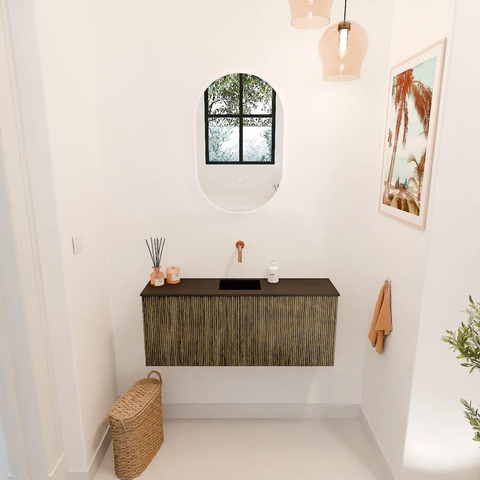 Mondiaz JOYA 100cm meuble de toilette - couleur Dusk - Vasque FAYE position Milieu Sans trou de robinet couleur Urban SW1421673