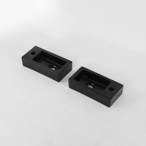 FugaFlow Efficiente Pietra Ensemble de fontaine - 37,5x18,5x9cm - céramique - trou de robinet à droite - robinet de fontaine gunmetal - bouchon de vidange - siphon abaissé - Noir mat SW1442209