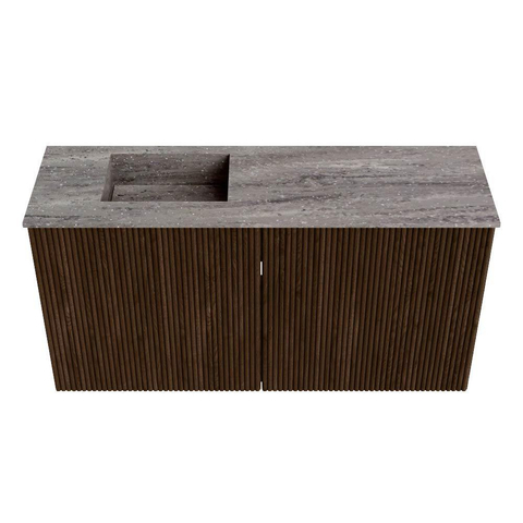 Mondiaz JOYA-DLUX 80cm toiletmeubel - kleur Walnut - Wastafel FAYE positie Links 1 kraangat kleur Oza. SW1424556