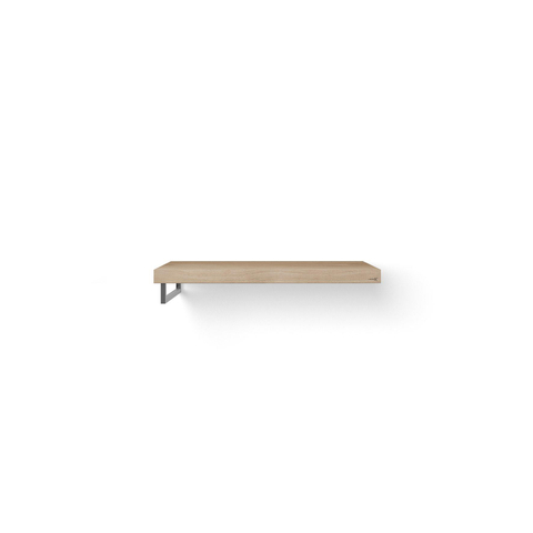 Looox Wood collection Solo plan sous vasque - 100x46cm - Avec porte-serviettes (gauche) inox brossé - Chêne massif gris ancien SW108658