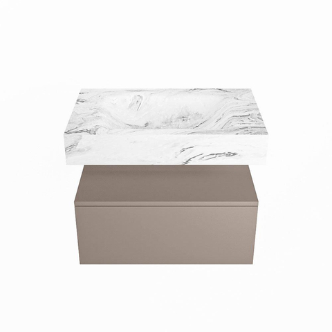 MONDIAZ ALAN - DLUX Badkamermeubelset - 70cm - onderkast - Smoke - 1 lade - vrijhangende wastafel - wasbak midden - 1 kraangat - Glace SW805588