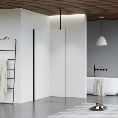 Fortifura Galeria Douche à l'italienne - 100x200cm - Clair - Bras plafond - Noir mat SW957337