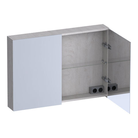 BRAUER Impress armoire de toilette - 100x70x15cm - sans éclairage - 2 portes miroir double face - Forest Seashell SW1199038