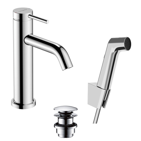 Hansgrohe Tecturis s 1 greeps wastafelkraan - 110 met bidette hendouche en shower hose - 160cm - hoogglans chroom SW918414