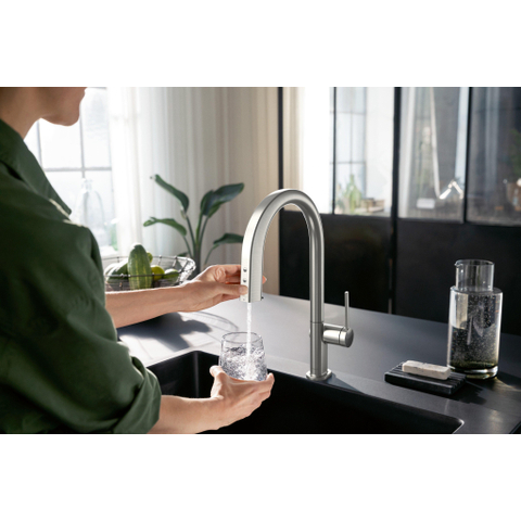 Hansgrohe Aqittura M91 SodaSystem 210, uittrekbare uitloop 1jetsBox, starter set RVS-look SW1567435