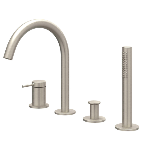 IVY Bond Combinaison pour rebord de baignoire - 4 voies - mitigeur - bec orientable - douchette extractible - Nickel brossé PVD SW1031148