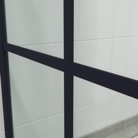 Saniclass Bellini Inloopdouche 100x200cm windows frame buitenzijde anti kalk mat zwart SHOWROOMMODEL SHOW23457