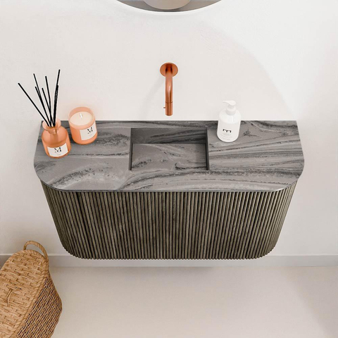 Mondiaz JOYA-DLUX 73.2cm toiletmeubel - ronding links en rechts kleur Shadow - Wastafel FAYE positie Midden Zonder kraangat kleur Sombra. SW1425237