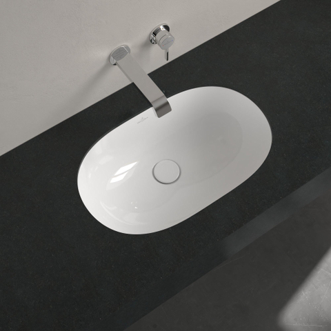 Villeroy & Boch O.novo onderbouwwastafel - 53x32cm - met overloop - zonder kraangatbank CeramicPlus - White Alpine (glans wit) 0124157