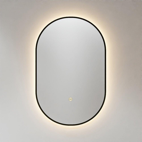 Mondiaz GLOW spiegel – ovaal – 45x90 cm – indirecte LED rondom – bewegingssensor – Urban (zwart) SW1105172