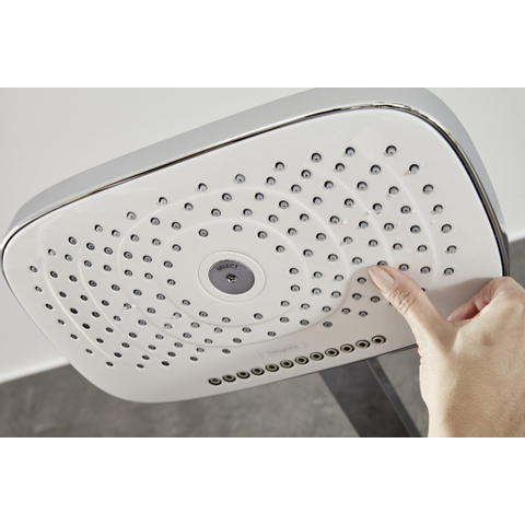 Hansgrohe Raindance Select E 300 - showerpipe: - met Showertablet - 300 opbouwkraan - thermostatisch - met handdouche - 3jet en hoofddouche - 3jet wit/chroom - thermostaat - wit chroom 0452234