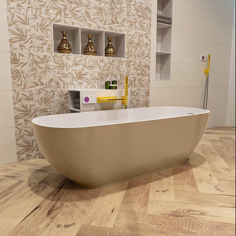 MONDIAZ ROCK Baignoire îlot - 170x70cm - couleur Plata / Talc SW1015106