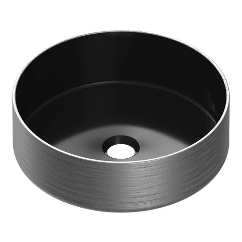 BRAUER Circle Vasque à poser 36x36x12cm sans trop-plein rond céramique Mat Black Silver SW721044